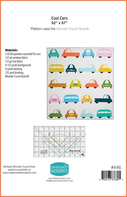 Sew Kind of Wonderful Cool Cars Quilt Pattern Finished Size 62”x67”