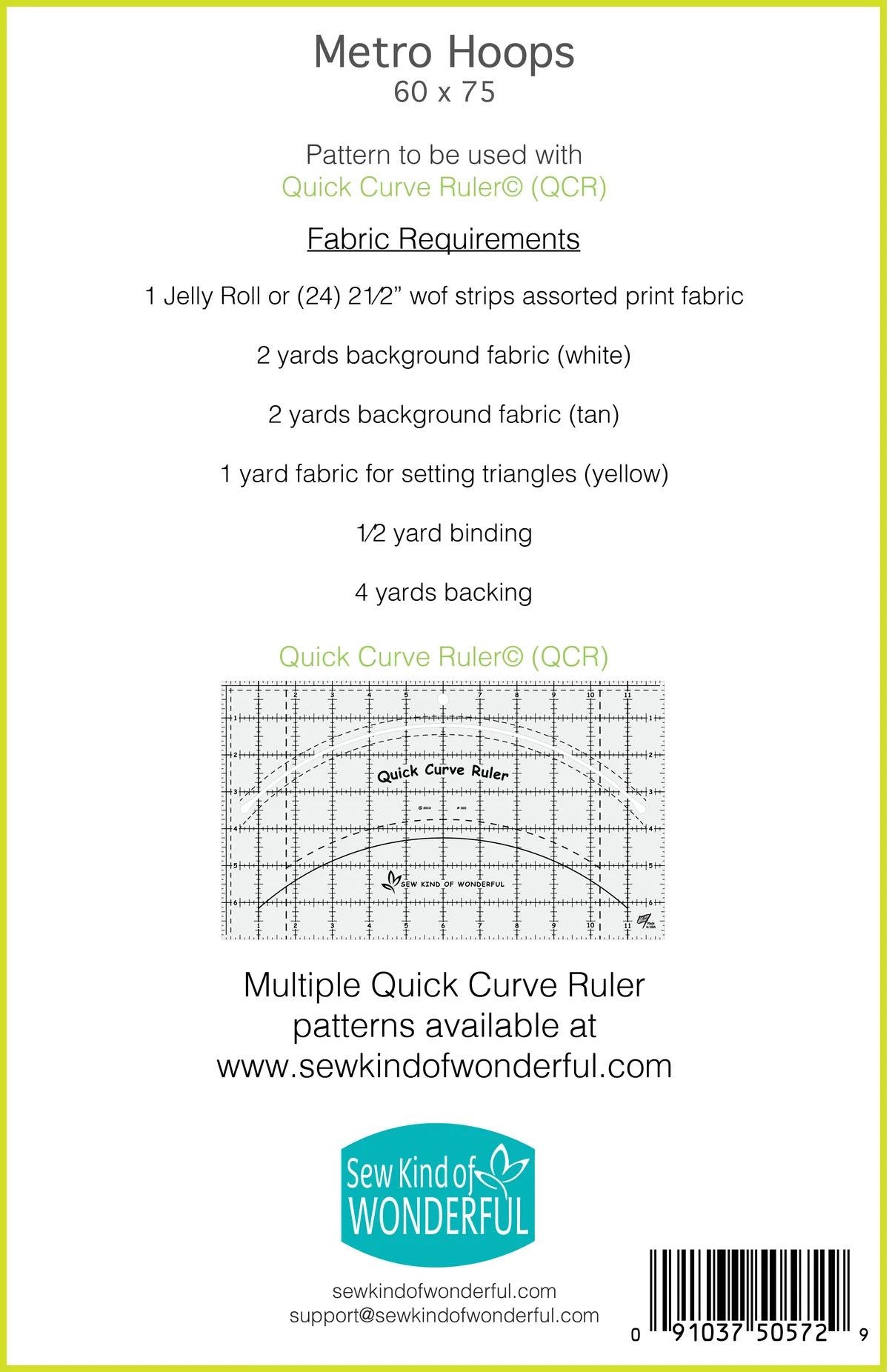 Sew Kind of Wonderful Metro Hoops Quilt Pattern Finished Size 60"x75"