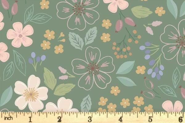 Lewis & Irene Sky Garden Fabric Collection Sky Garden on Green Gray CC56.3 Authentic Premium 100% Cotton Quilt Shop Quality Fabrics
