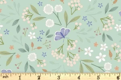 Lewis & Irene Sky Garden Fabric Collection Floral Odyssey on Misty Jade CC57.1 Authentic Premium 100% Cotton Quilt Shop Quality Fabrics