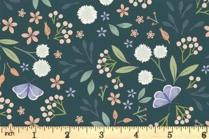Lewis & Irene Sky Garden Fabric Collection Floral Odyssey on Deep Teal CC57.3 Authentic Premium 100% Cotton Quilt Shop Quality Fabrics
