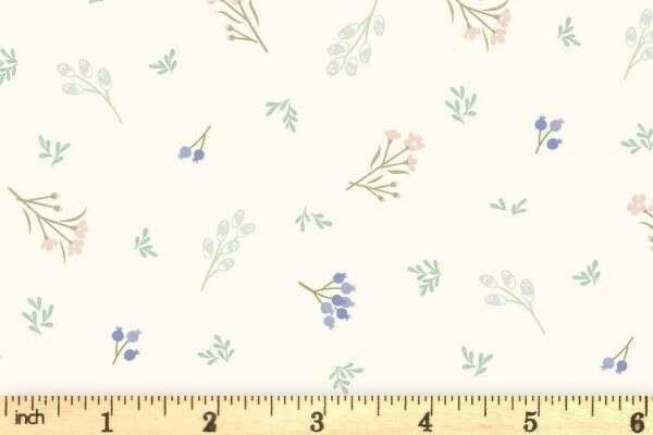 END OF BOLT 11" Lewis & Irene Sky Garden Fabric Collection Scattered Sprig on Cream CC58.1