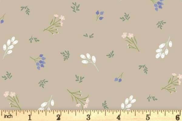 Lewis & Irene Sky Garden Fabric Collection Scattered Sprig on Taupe CC58.3 Authentic Premium 100% Cotton Quilt Shop Quality Fabrics