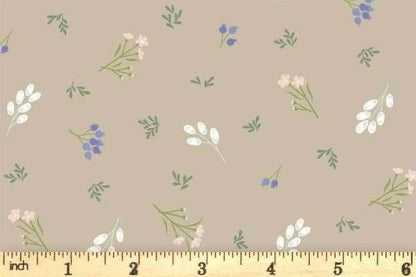 Lewis & Irene Sky Garden Fabric Collection Scattered Sprig on Taupe CC58.3 Authentic Premium 100% Cotton Quilt Shop Quality Fabrics