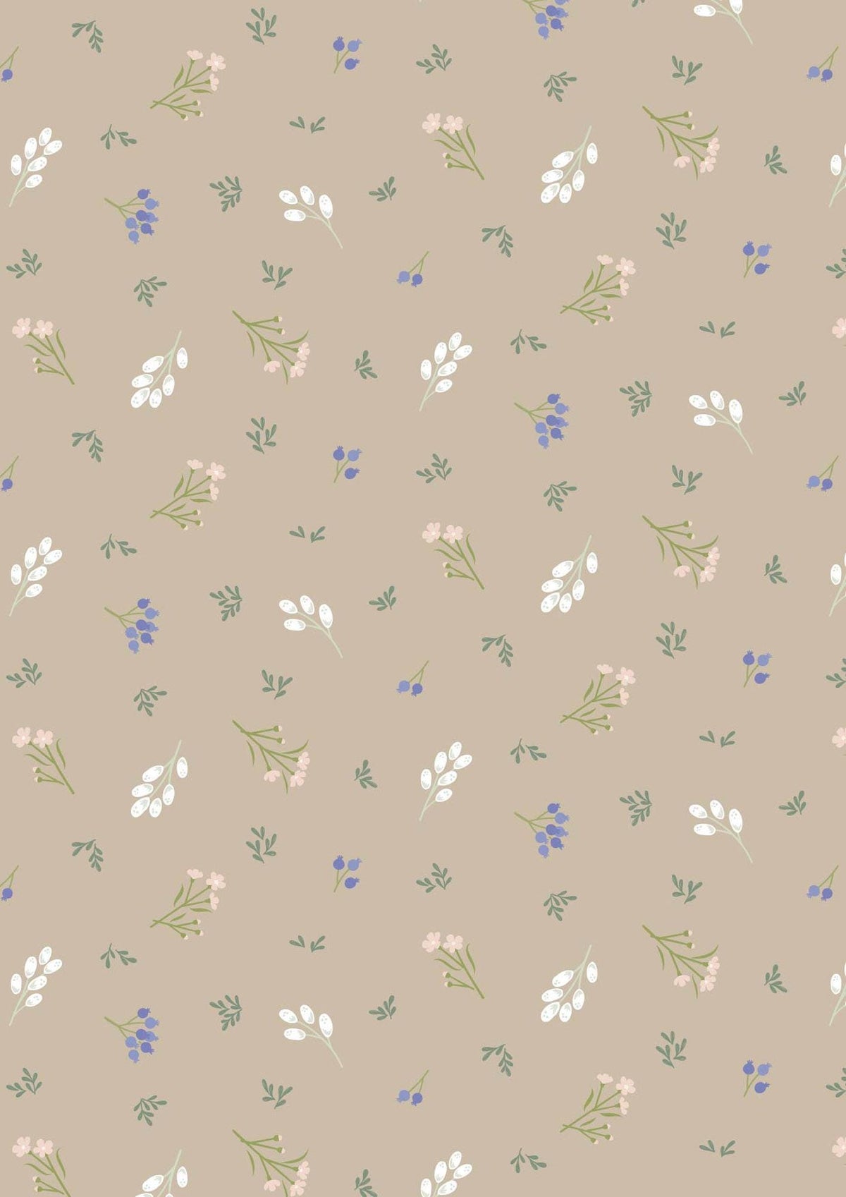 Lewis & Irene Sky Garden Fabric Collection Scattered Sprig on Taupe CC58.3 Authentic Premium 100% Cotton Quilt Shop Quality Fabrics