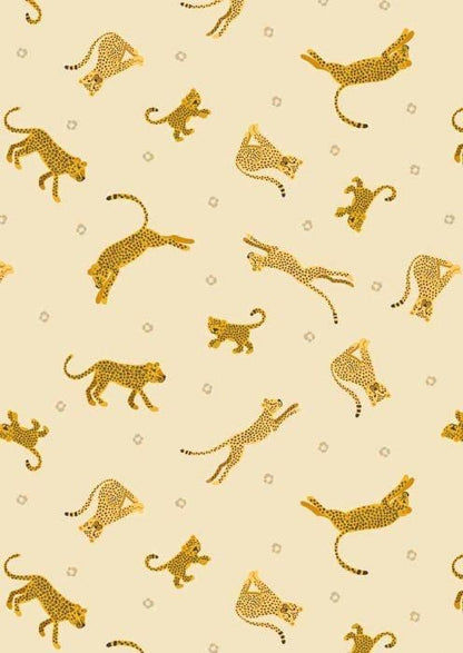Lewis & Irene Small Things Wild Animals Fabric Collection Leopards and Cheetahs on Light Yellow Authentic Premium 100% Cotton Fabrics