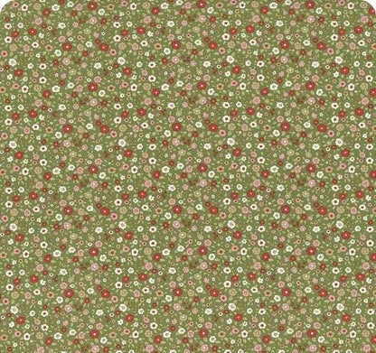 Tilda Creating Memories Winter Reds & Greens Fabric Collection Evie Green Authentic Premium 100% Cotton Fabrics