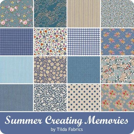 Tilda Creating Memories Summer and Ocean Blues Fabric Collection Frida Blue Authentic Premium 100% Cotton Fabrics