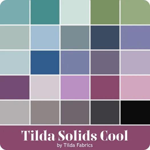 Tilda Solids Cool Colors Fabric Collection 25pc Fat Quarter Bundle