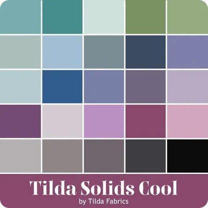 Tilda Solids Cool Colors Fabric Collection 25pc Fat Quarter Bundle