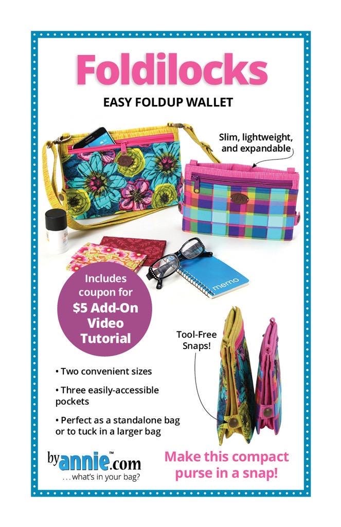 ByAnnie Foldilocks Easy Foldup Wallet Pattern - 2 Size Variations Per Pattern (14 Colors of 18"x54" Mesh Packs Sold Separately)