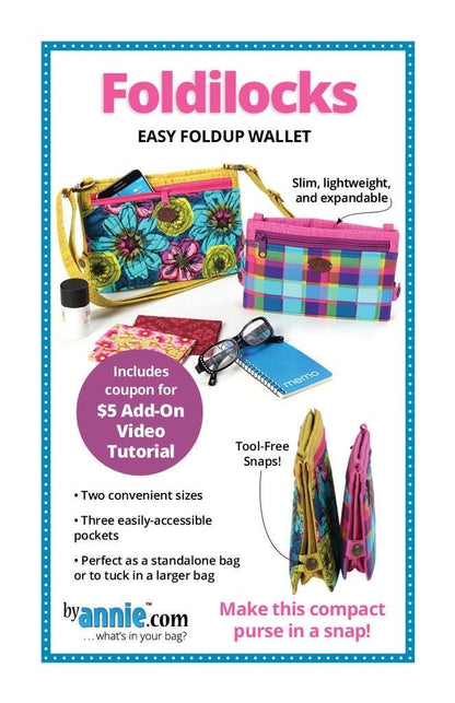 ByAnnie Foldilocks Easy Foldup Wallet Pattern - 2 Size Variations Per Pattern (14 Colors of 18"x54" Mesh Packs Sold Separately)