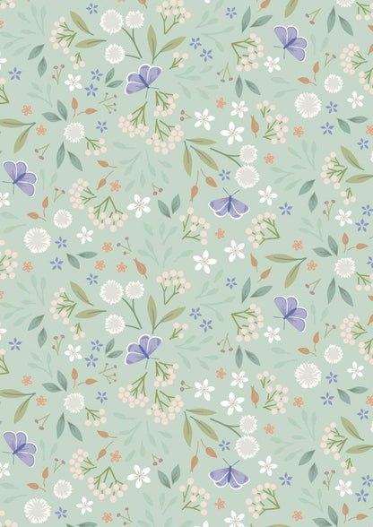 Lewis & Irene Sky Garden Fabric Collection Floral Odyssey on Misty Jade CC57.1 Authentic Premium 100% Cotton Quilt Shop Quality Fabrics
