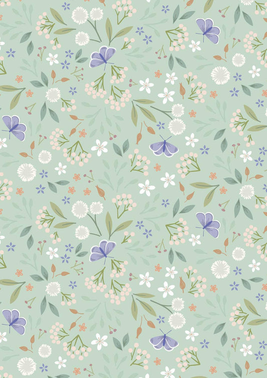 Lewis & Irene Sky Garden Fabric Collection Floral Odyssey on Misty Jade CC57.1 Authentic Premium 100% Cotton Quilt Shop Quality Fabrics