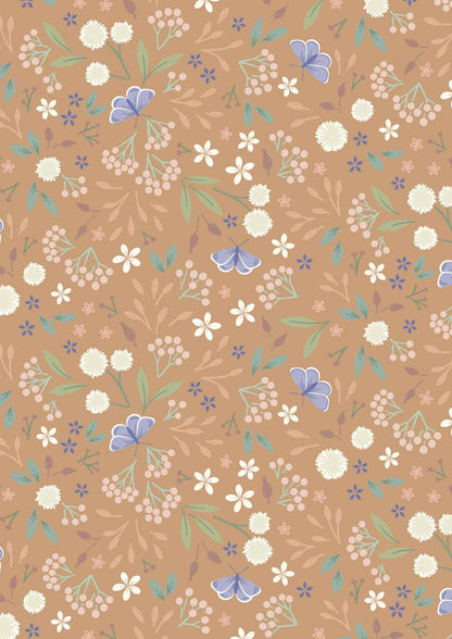 Lewis & Irene Sky Garden Fabric Collection Floral Odyssey on Lt Burnt Sienna CC57.2 Authentic Premium 100% Cotton Quilt Shop Quality Fabrics