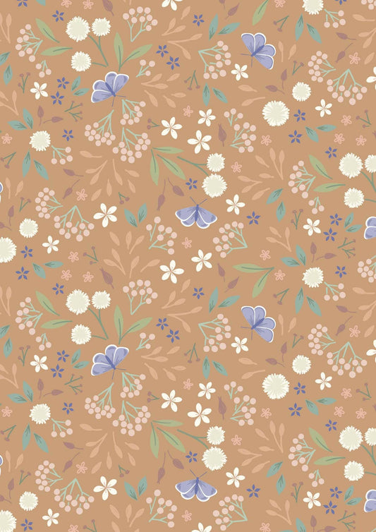 Lewis & Irene Sky Garden Fabric Collection Floral Odyssey on Lt Burnt Sienna CC57.2 Authentic Premium 100% Cotton Quilt Shop Quality Fabrics