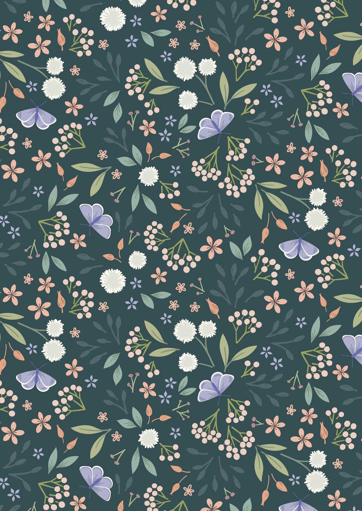 Lewis & Irene Sky Garden Fabric Collection Floral Odyssey on Deep Teal CC57.3 Authentic Premium 100% Cotton Quilt Shop Quality Fabrics