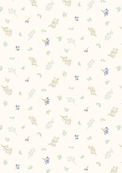 Lewis & Irene Sky Garden Fabric Collection Scattered Sprig on Cream CC58.1 Authentic Premium 100% Cotton Quilt Shop Quality Fabrics