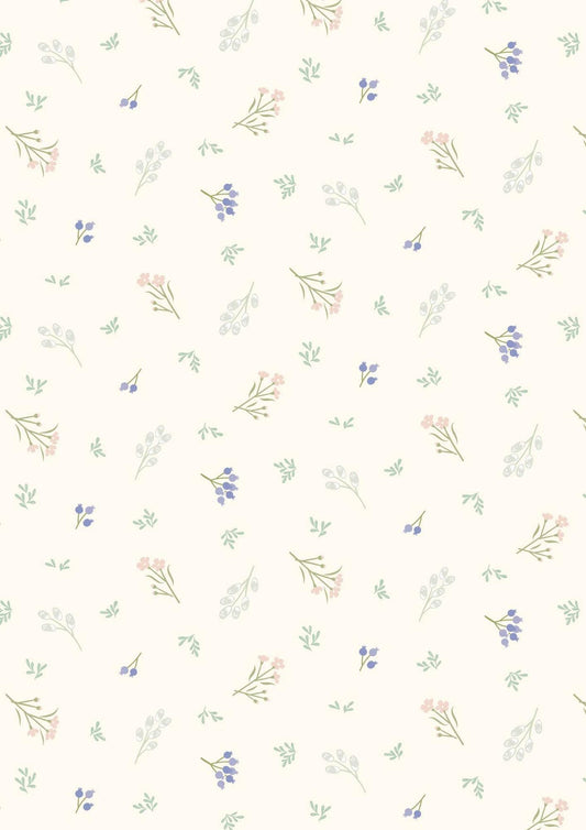 Lewis & Irene Sky Garden Fabric Collection Scattered Sprig on Cream CC58.1 Authentic Premium 100% Cotton Quilt Shop Quality Fabrics