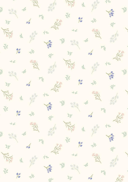 END OF BOLT 11" Lewis & Irene Sky Garden Fabric Collection Scattered Sprig on Cream CC58.1