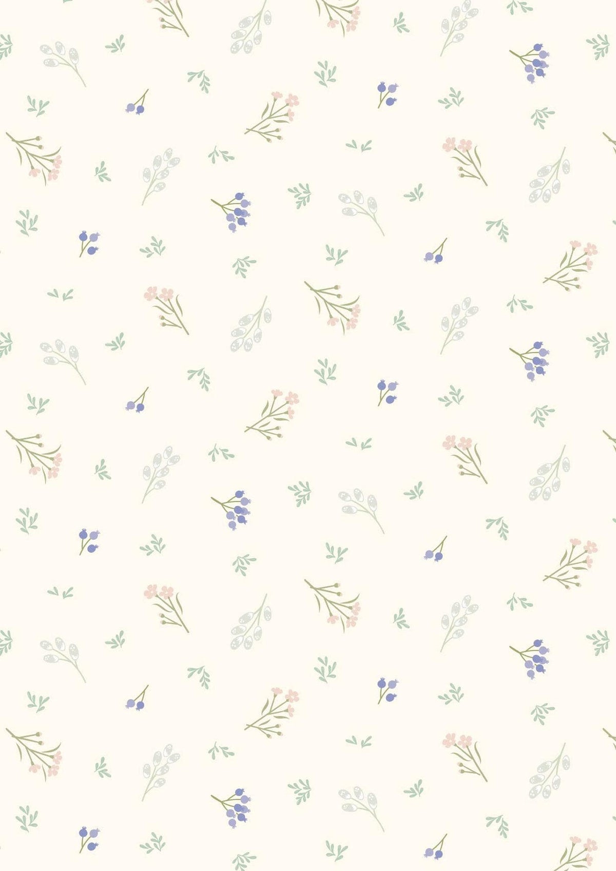END OF BOLT 12" Lewis & Irene Sky Garden Fabric Collection Scattered Sprig on Cream CC58.1