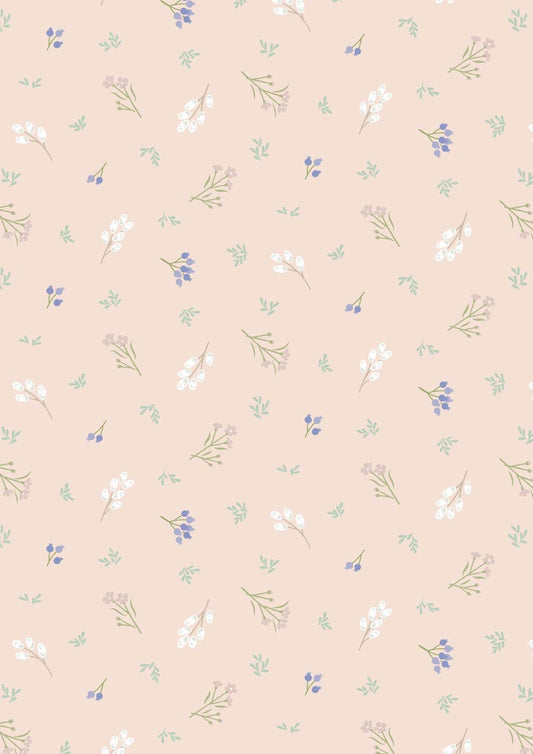 Lewis & Irene Sky Garden Fabric Collection Scattered Sprig on Pale Peach CC58.2 Authentic Premium 100% Cotton Quilt Shop Quality Fabrics