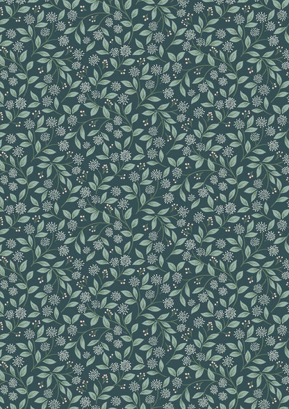 Lewis & Irene Sky Garden Fabric Collection Ivy Trail on Deep Teal CC59.3 Authentic Premium 100% Cotton Quilt Shop Quality Fabrics