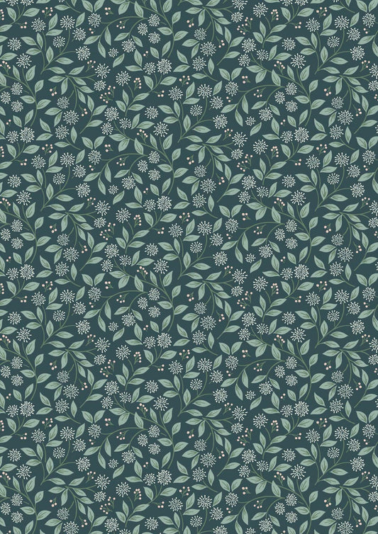 Lewis & Irene Sky Garden Fabric Collection Ivy Trail on Deep Teal CC59.3 Authentic Premium 100% Cotton Quilt Shop Quality Fabrics