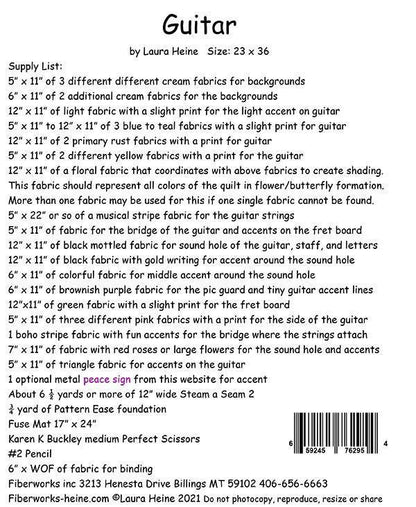 Laura Heine Guitar Collage Wall Quilt Pattern Finished Size: 23"x36"