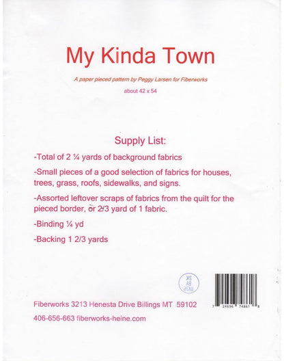 Laura Heine My Kinda Town Quilt Pattern Finished Size: 42"x54"