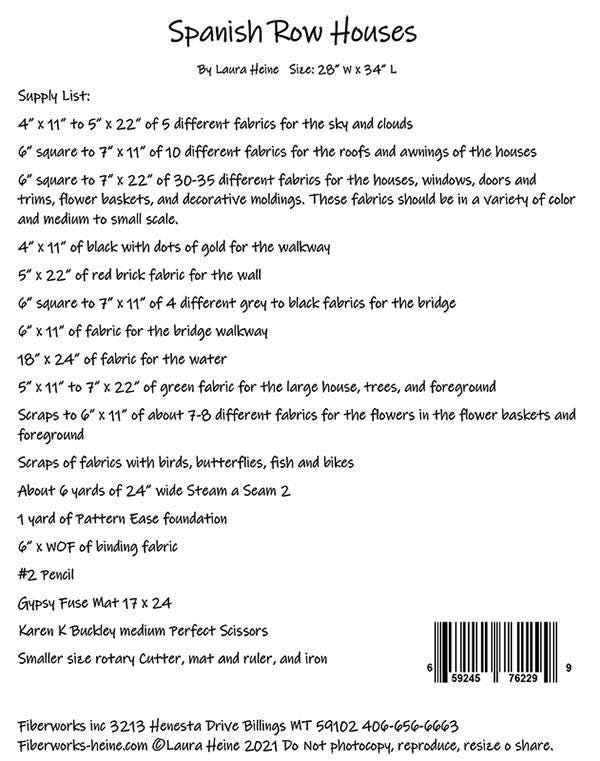 Fiberworks Laura Heine Spanish Row Houses Wall Pattern Finished Size: 25"x34"