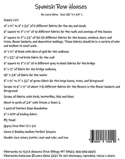 Fiberworks Laura Heine Spanish Row Houses Wall Pattern Finished Size: 25"x34"
