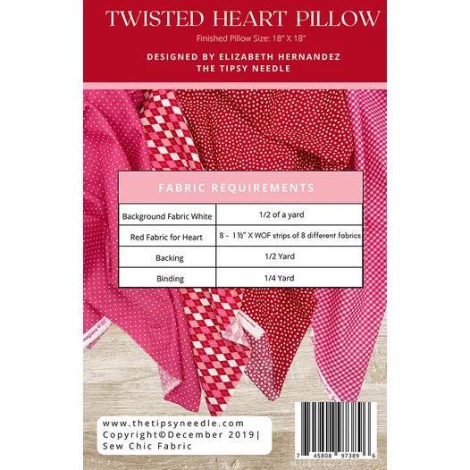 The Tipsy Needle Twisted Heart Pillow Pattern Finished Size: 18"x18"