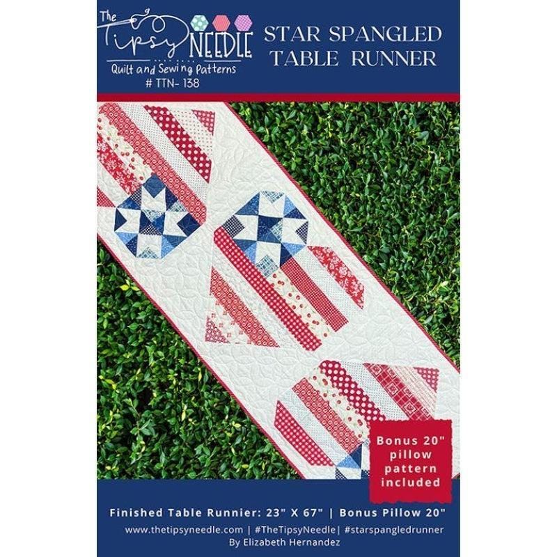 The Tipsy Needle Star Spangled Table Runner Pattern Finished Size: 21"x60"
