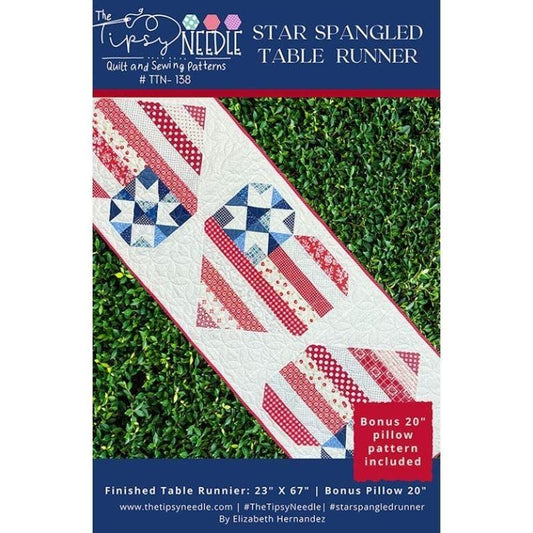 The Tipsy Needle Star Spangled Table Runner Pattern Finished Size: 21"x60"