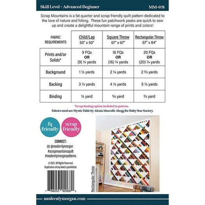 Modernly Morgan Scrap Mountains Quilt Pattern - 3 Size Variations Per Pattern MM-035