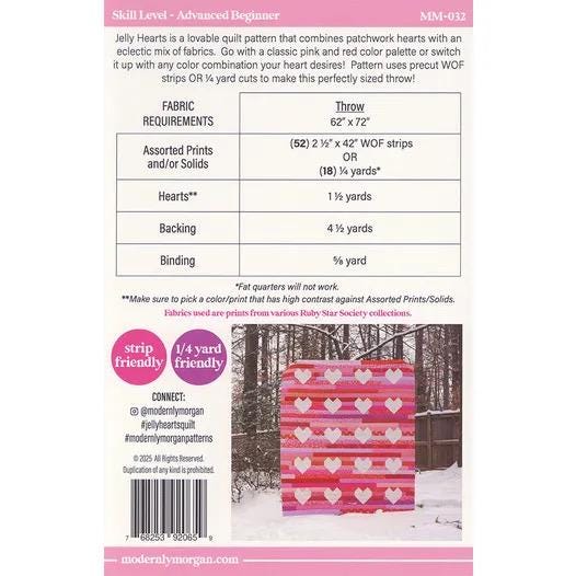 Modernly Morgan Jelly Hearts Quilt Pattern Finished Size: 62"x72" MM-032