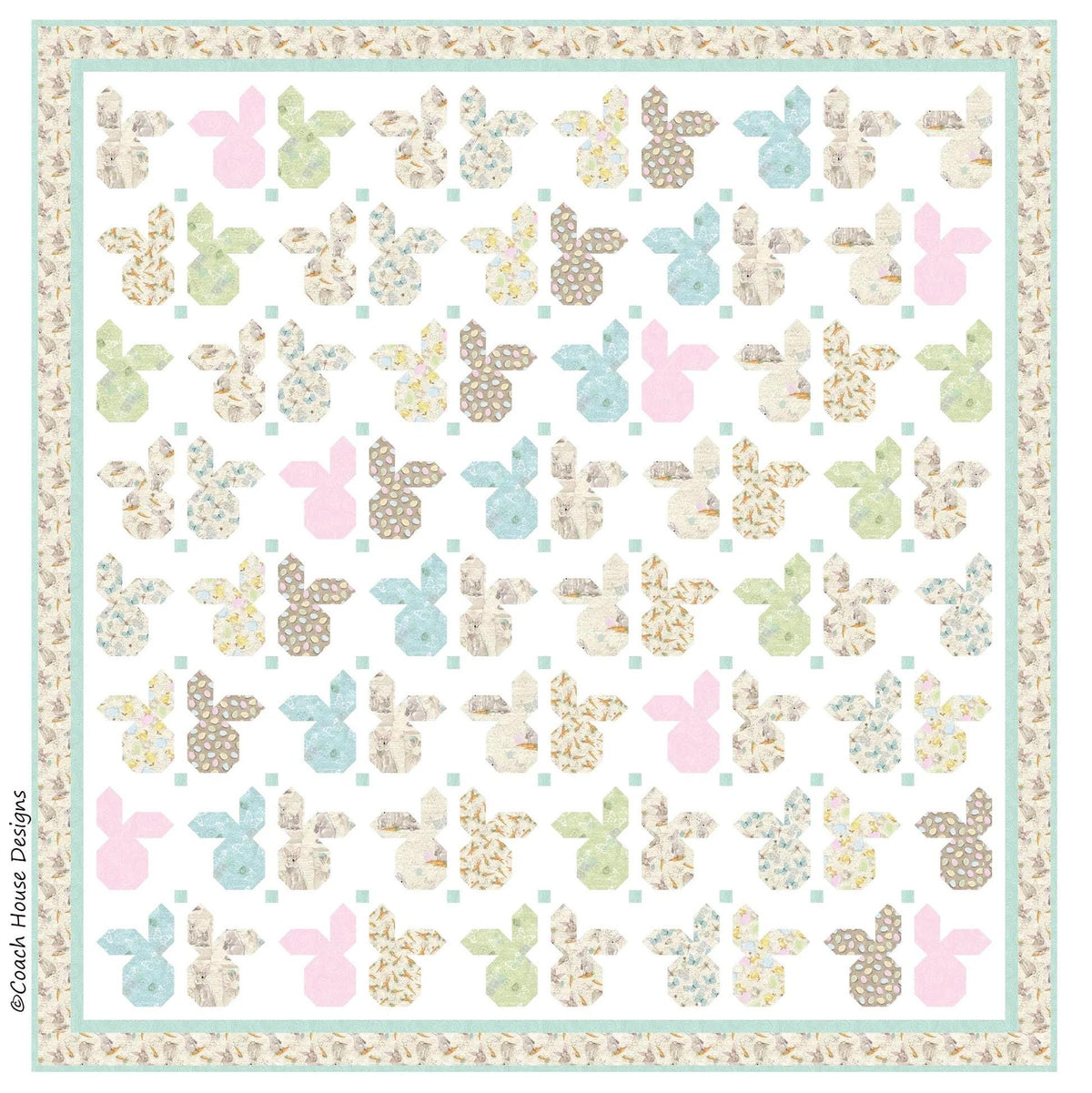 Coach House Designs Bunny Town Quilt Pattern Finished Size: 76"x78"