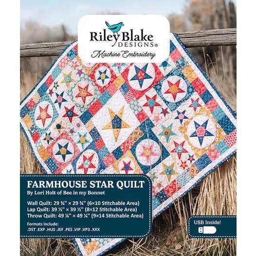 Riley Blake Lori Holt Farmhouse Star Quilt Machine Embroidery USB