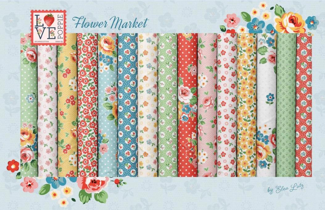 Poppie Cotton Flower Market Fabric Collection 42pc (2.5" Strips) Jellyroll