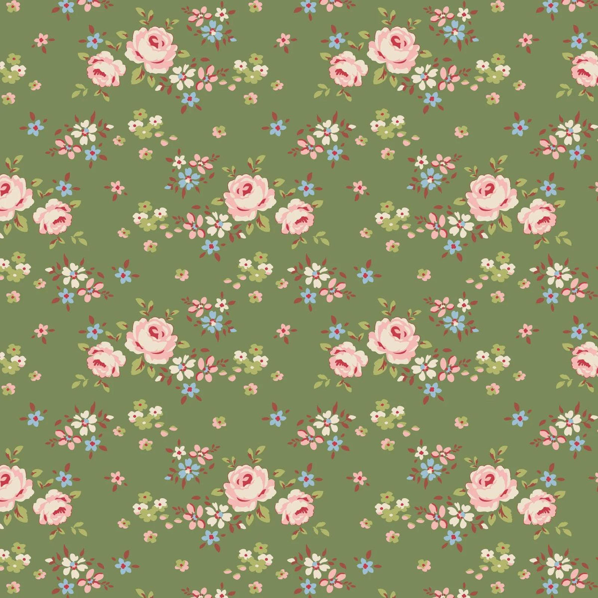 Tilda Creating Memories Winter Reds & Greens Fabric Collection Grace Green Authentic Premium 100% Cotton Fabrics