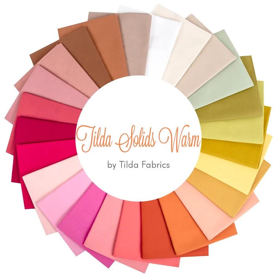 Tilda Solids Warm Colors Fabric Collection 25pc Fat Quarter Bundle
