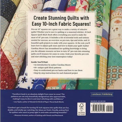 Landauer Publishing Carolina Moore 10-inch Square Quilt Block Book - 40+ Quilt Patterns Using Your Favorite Precuts (Softcover)