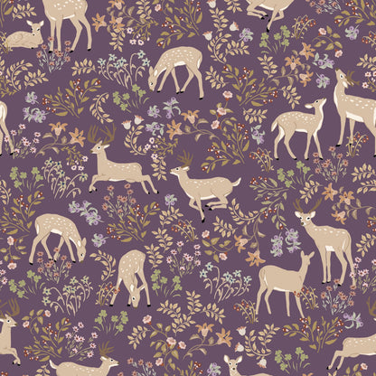 Poppie Cotton My Darling Deer Fabric Collection Darling on Plum Authentic Premium 100% Cotton Fabrics