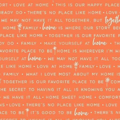 Maywood Studio Kimberbell Make Yourself at Home Fabric Collection Home Phrases on Orange Authentic Premium 100% Cotton Fabrics