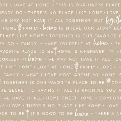 Maywood Studio Kimberbell Make Yourself at Home Fabric Collection Home Phrases on Taupe Authentic Premium 100% Cotton Fabrics