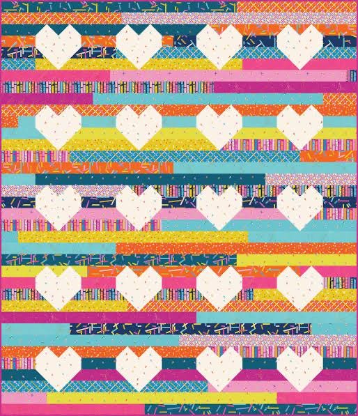 Modernly Morgan Jelly Hearts Quilt Pattern Finished Size: 62"x72" MM-032