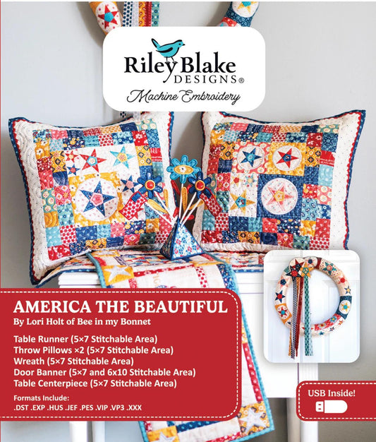 Riley Blake Lori Holt America The Beautiful Machine Embroidery Home Decor Projects Collection USB