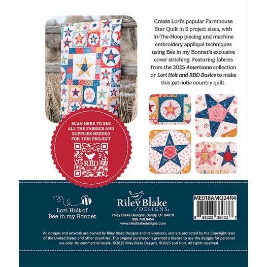 Riley Blake Lori Holt Farmhouse Star Quilt Machine Embroidery USB