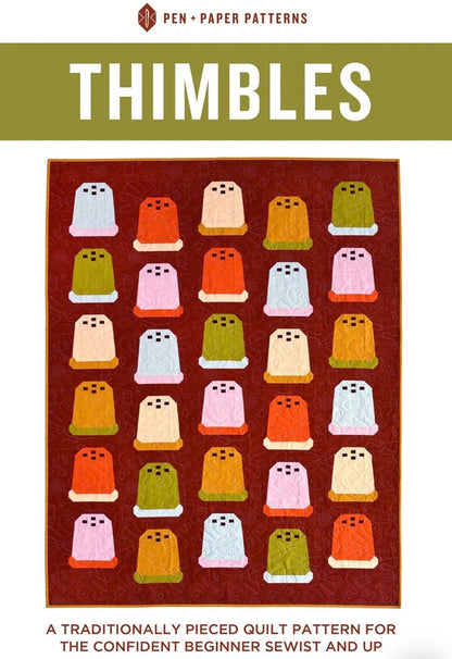 Pen + Paper Patterns Thimbles Quilt Pattern Finished Size: 57.5"x72.5" (Optional Fineline Glue Tip Sets Available)
